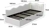 A diagram of a white bed with dimensions labeled. Produktbild-Vorschau