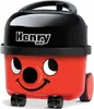 A red and black vacuum cleaner with a smiley face design. Produktbild-Vorschau
