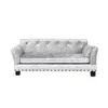 A silver tufted sofa for pets, shown from the front on a white background. Náhled obrázku produktu