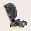 A side view of a gray child car seat with yellow accents, showing adjustable features. Voir les images du produit