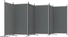 A room divider made of multiple gray panels connected by metal poles. Voir les images du produit
