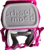 A close-up view of the top part of a pink school backpack, showing the embossed text 'school mood'. Produktbild-Vorschau