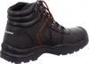 A black work boot with red accents and laces, shown from the side against a white background. Produktbild-Vorschau