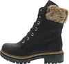 A black Rieker women's lace-up boot with a faux fur trim, shown from the side against a white background. Anteprima dell’immagine prodotto