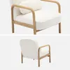 Poltrona scandinava arrotondata in legno di hevea, Crema Anteprima dell’immagine prodotto 3