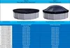 A diagram showing different styles of pool covers and a size chart for pool covers. Produktbild-Vorschau