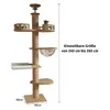 A tall cat tree with multiple platforms, scratching posts, and a clear dome, shown against a white background. Produktbild-Vorschau