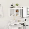 A white bathroom wall shelf with various bathroom accessories. Anteprima dell’immagine prodotto