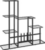 vidaXL Stojan na květiny 94,5x25x88 cm Černý kov Náhled obrázku produktu 5