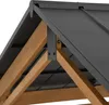 A close-up view of the roof structure of a gazebo or carport, showing the wooden beams and the dark gray metal roofing. Náhled obrázku produktu