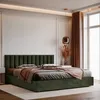 A bedroom with a bed, curtains, and a lamp. Anteprima dell’immagine prodotto