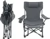 A folded and unfolded camping chair are shown side-by-side against a white background. Náhled obrázku produktu