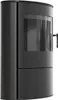 A black modern stove is shown against a white background. Produktbild-Vorschau