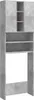 A tall, narrow, concrete-gray cabinet with two doors at the top and open shelves below. Náhled obrázku produktu