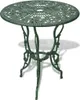 A green cast aluminum bistro table with ornate detailing. Voir les images du produit