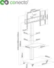 A technical drawing with dimensions of a TV stand. Produktbild-Vorschau