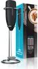 A black milk frother and its packaging are displayed. Náhled obrázku produktu