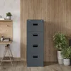 A filing cabinet is shown in a modern office or home office setting, with wooden slat walls and plants. Náhled obrázku produktu