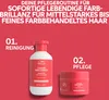 Marketing image showing two Wella Invigo Color Brilliance hair products against a red background, with text indicating a hair care routine. Anteprima dell’immagine prodotto