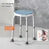 A shower stool with dimensions and model information displayed. Produktbild-Vorschau