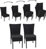 Chairs stacked to show storage, and two chairs shown assembled. Produktbild-Vorschau