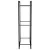 A tall, narrow black metal shelf unit with three horizontal shelves. Náhled obrázku produktu