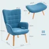 HOMCOM Sessel mit Hocker, Ohrensessel mit Hoher Produktbild-Vorschau 3