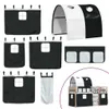 Möbel Etagenbett mit Vorhängen Weiß Schwarz 90x200 cm Produktbild-Vorschau 8