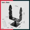 A black metal post bracket with dimensions and screw illustrations. Produktbild-Vorschau