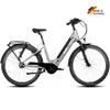 A silver electric bicycle with black accents is shown against a plain white background. A 'Made in Germany' logo is visible in the top right corner. Produktbild-Vorschau
