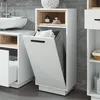 A modern bathroom cabinet with a laundry hamper feature. Podgląd zdjęcia produktu