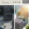 A split image showing outdoor furniture in different weather conditions and a close-up of a chair and ottoman. Náhled obrázku produktu
