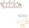 Oblique Unique Endlich Schulkind Torten Topper Glitzernd Produktbild-Vorschau 3