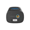 A black portable air compressor with a blue display and a light. Produktbild-Vorschau
