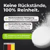 Product advertisement for cleaning tablets, featuring text and an image of a tablet dissolving in water. Produktbild-Vorschau