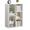 A white, open shelving unit with books, a plant, and decorative items. Náhled obrázku produktu