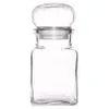 A clear glass spice jar with a round glass lid and a silver band around the neck, presented on a white background. Voir les images du produit