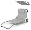 Chaise longue à roulettes avec toit Chaise longue pliante Voir les images du produit 13