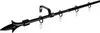 A black curtain rod with decorative finials and rings, shown against a white background. Produktbild-Vorschau