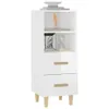 A white wooden sideboard with two drawers and an open shelf, standing on four legs. Náhľad obrázku produktu