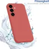 A red phone case is shown with water splashing around it. Produktbild-Vorschau