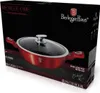 The image shows the retail packaging of a red Berlinger Haus shallow pot with a lid. Voir les images du produit