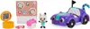A collection of toys including a purple car, a small cat figurine, and various accessories like a picnic blanket with food items, a pink container, and sunglasses. Anteprima dell’immagine prodotto