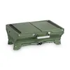 A green portable camping grill is shown against a white background. Produktbild-Vorschau
