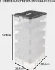 A multi-tiered storage box with dimensions indicated. Produktbild-Vorschau