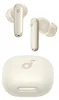 A pair of white and gold wireless earbuds and their charging case are displayed against a white background. Podgląd zdjęcia produktu