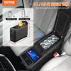 A car's armrest console with a VEVOR auto-refrigerator installed, showing its capacity and features. Produktbild-Vorschau