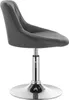 A side view of a gray bar stool with a chrome base and adjustable height. Náhľad obrázku produktu