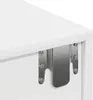 A close-up view of a white shelf with a metal bracket attached to the side, secured by screws. Podgląd zdjęcia produktu