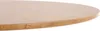 A close-up view of the edge of a round wooden table. Produktbild-Vorschau